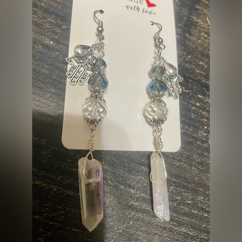 Silver and Blue Crystal Earrings